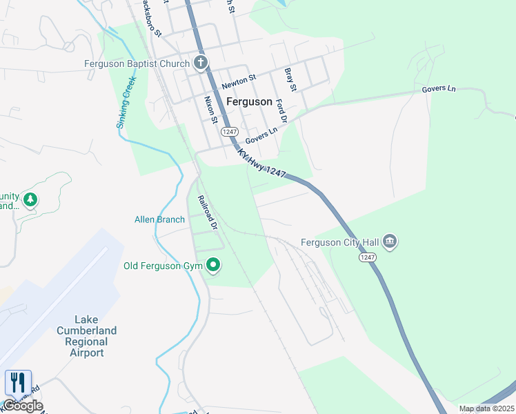 map of restaurants, bars, coffee shops, grocery stores, and more near Crane Road in Ferguson