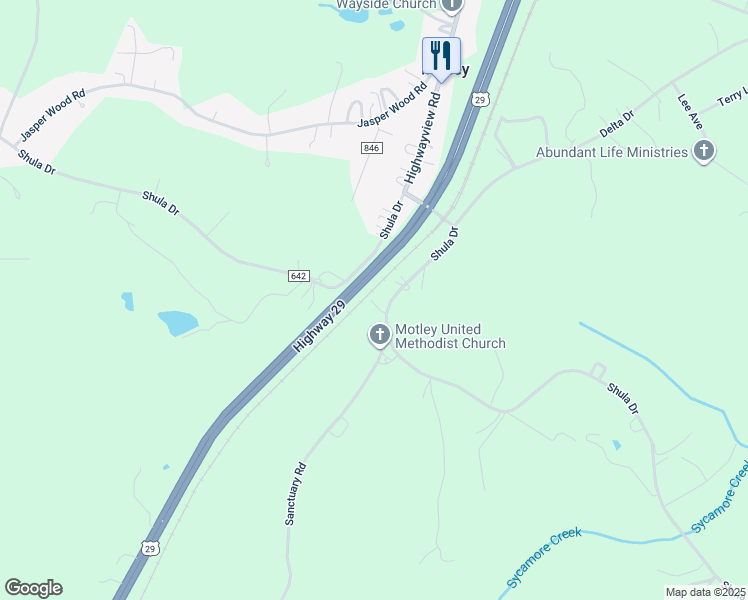 map of restaurants, bars, coffee shops, grocery stores, and more near 4177 Shula Drive in Hurt