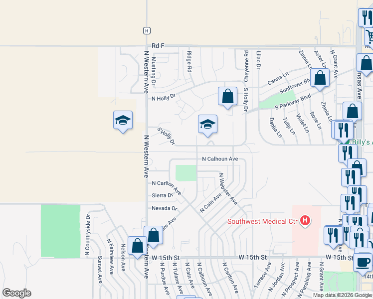 map of restaurants, bars, coffee shops, grocery stores, and more near 1847-2157 South Holly Drive in Liberal