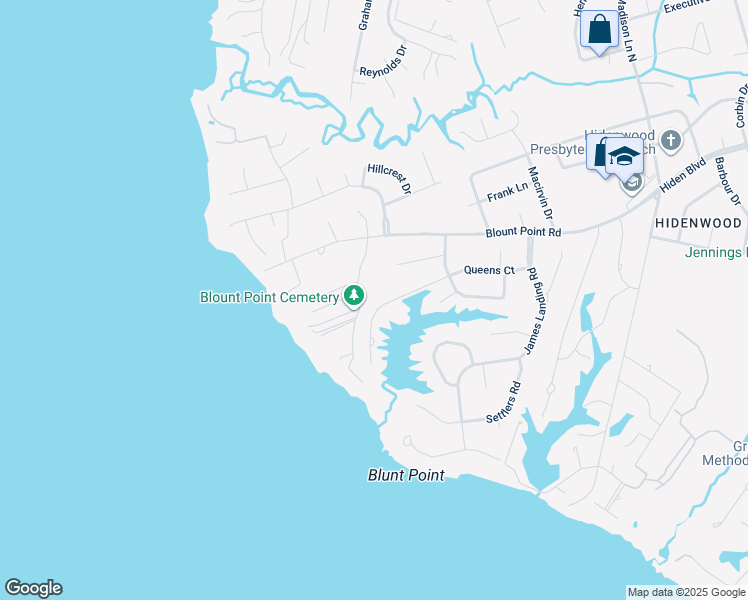 map of restaurants, bars, coffee shops, grocery stores, and more near 59 Queens Court in Newport News