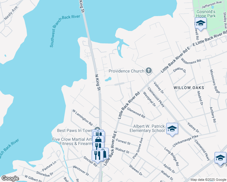 map of restaurants, bars, coffee shops, grocery stores, and more near 307 Nelson Parkway in Hampton