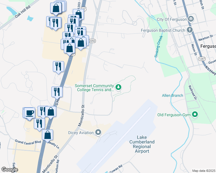 map of restaurants, bars, coffee shops, grocery stores, and more near 120 Ford Drive in Somerset