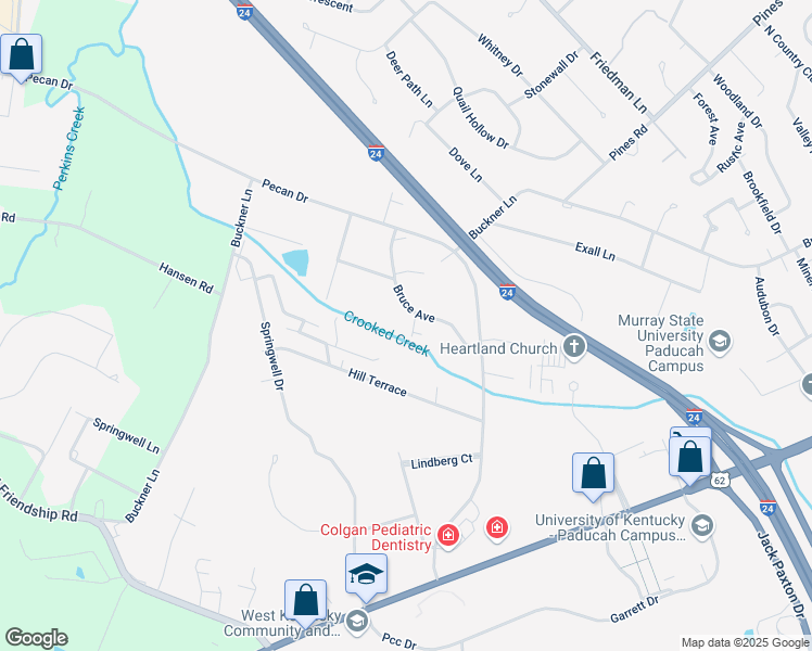 map of restaurants, bars, coffee shops, grocery stores, and more near Grand Drive in Paducah