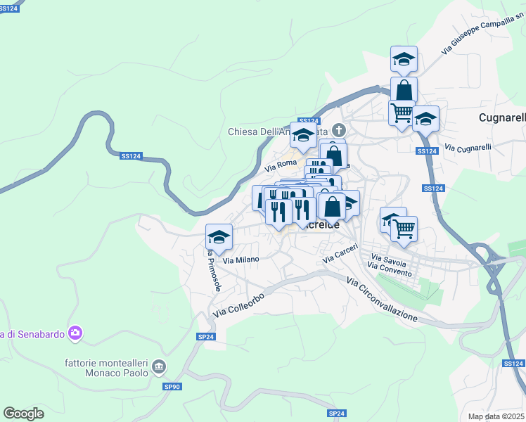 map of restaurants, bars, coffee shops, grocery stores, and more near 41 Via Ludovico Ariosto in Palazzolo Acreide