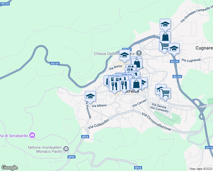 map of restaurants, bars, coffee shops, grocery stores, and more near 41 Via Ludovico Ariosto in Palazzolo Acreide