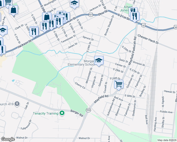 map of restaurants, bars, coffee shops, grocery stores, and more near 2901-2999 Mississippi St in Paducah