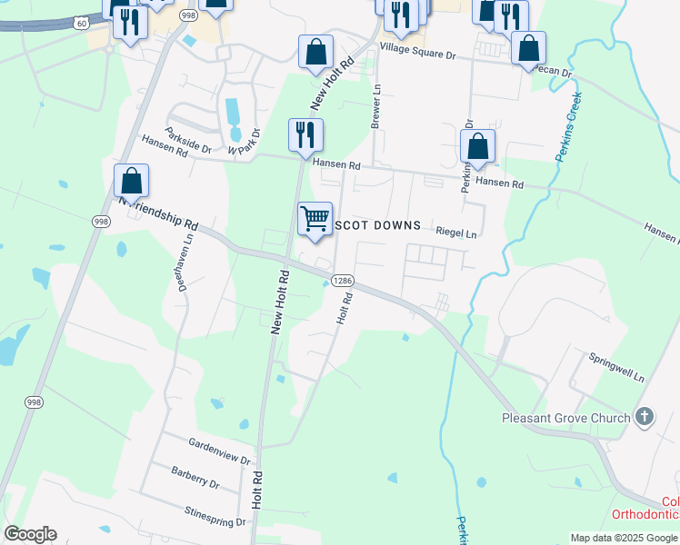 map of restaurants, bars, coffee shops, grocery stores, and more near 2353 Holt Road in Paducah