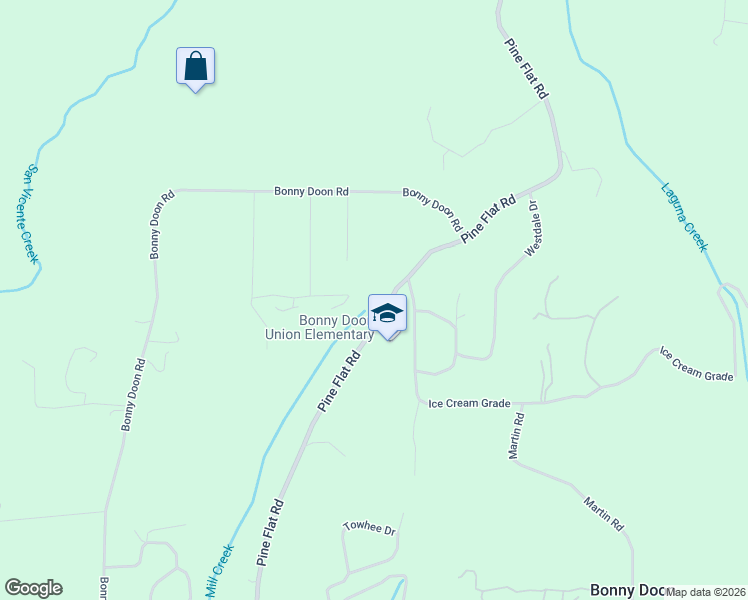 map of restaurants, bars, coffee shops, grocery stores, and more near 1425 Pine Flat Road in Santa Cruz