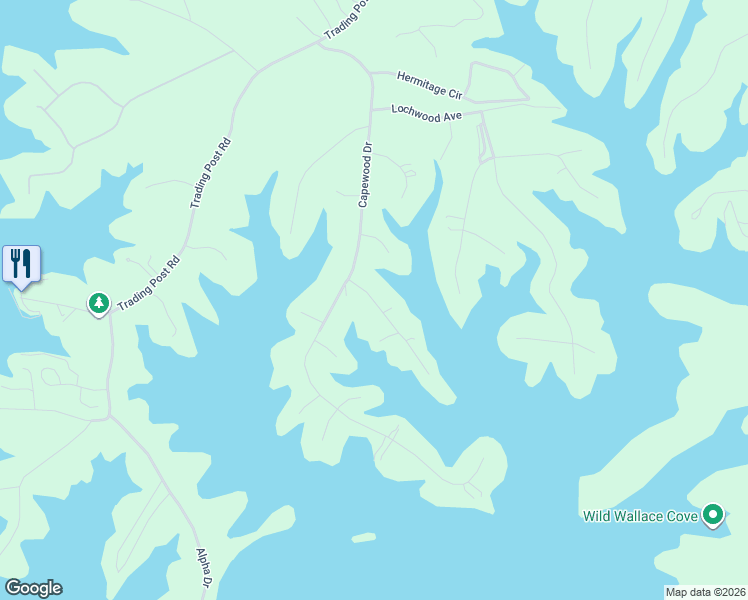 map of restaurants, bars, coffee shops, grocery stores, and more near 126 Tradewind Terrace in Huddleston