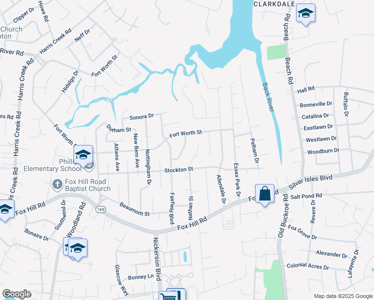 map of restaurants, bars, coffee shops, grocery stores, and more near 474 Duchess Court in Hampton