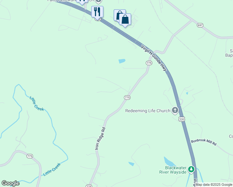 map of restaurants, bars, coffee shops, grocery stores, and more near 147 Oak Meadows Drive in Rocky Mount