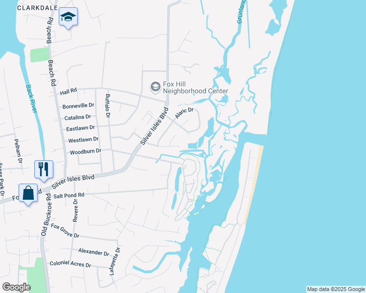 map of restaurants, bars, coffee shops, grocery stores, and more near 2 Jib Court in Hampton