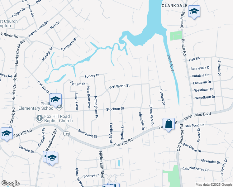 map of restaurants, bars, coffee shops, grocery stores, and more near 475 Duchess Court in Hampton