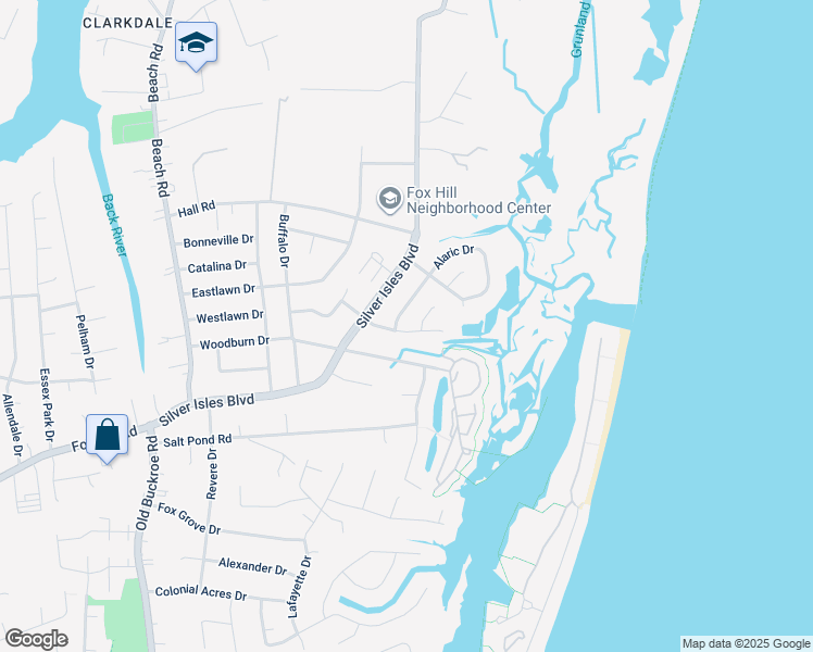map of restaurants, bars, coffee shops, grocery stores, and more near 103 Lorigan Lane in Hampton