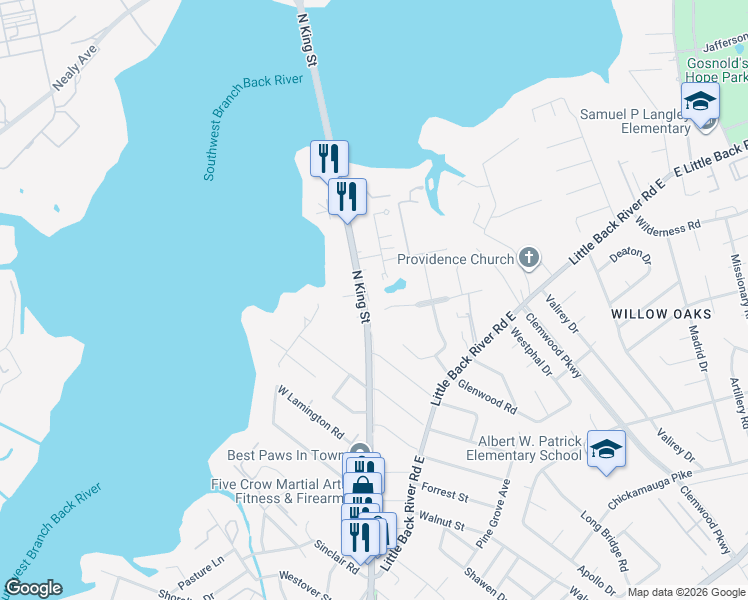 map of restaurants, bars, coffee shops, grocery stores, and more near 1552 Virginia 278 in Hampton