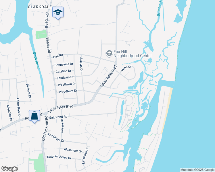 map of restaurants, bars, coffee shops, grocery stores, and more near 324 Silver Isles Boulevard in Hampton