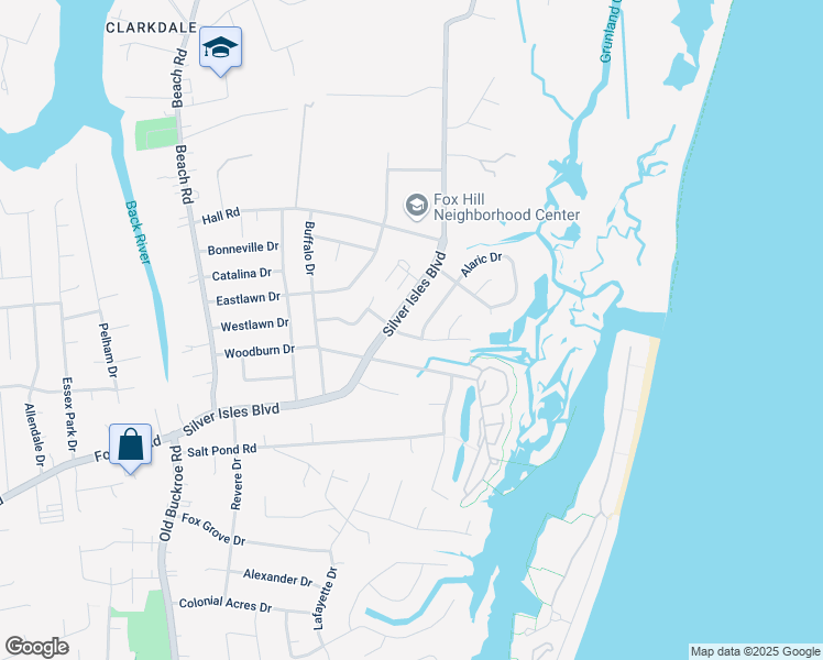 map of restaurants, bars, coffee shops, grocery stores, and more near 324 Silver Isles Boulevard in Hampton