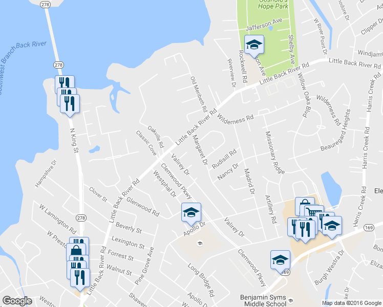 map of restaurants, bars, coffee shops, grocery stores, and more near 10 Lillian Court in Hampton