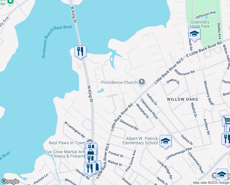 map of restaurants, bars, coffee shops, grocery stores, and more near 210 Nelson Parkway in Hampton