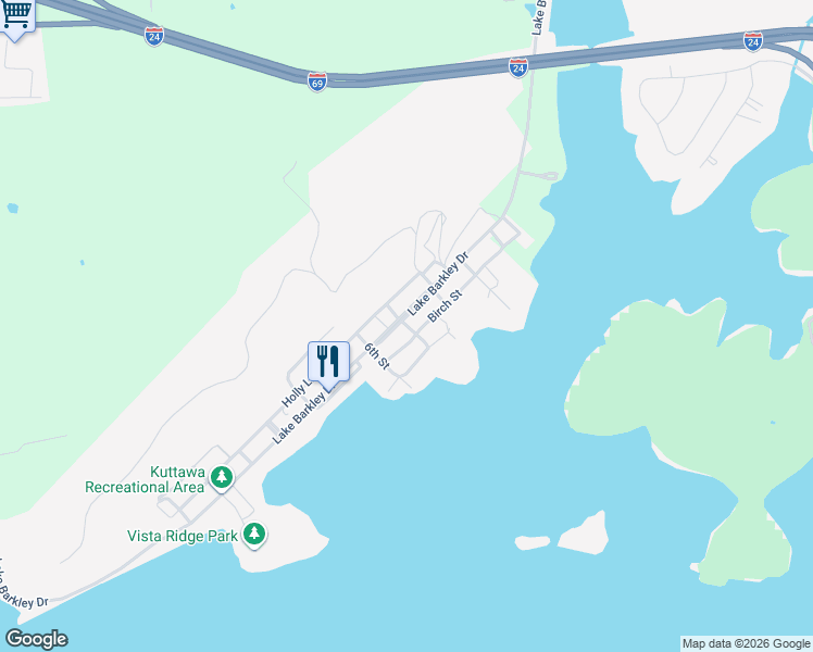 map of restaurants, bars, coffee shops, grocery stores, and more near 7th Street in Kuttawa