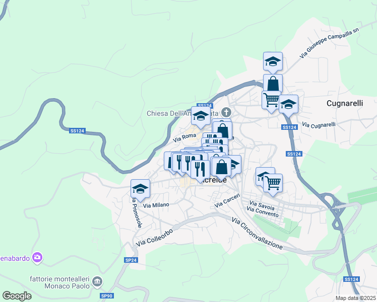 map of restaurants, bars, coffee shops, grocery stores, and more near 64 Via Grotte in Palazzolo Acreide