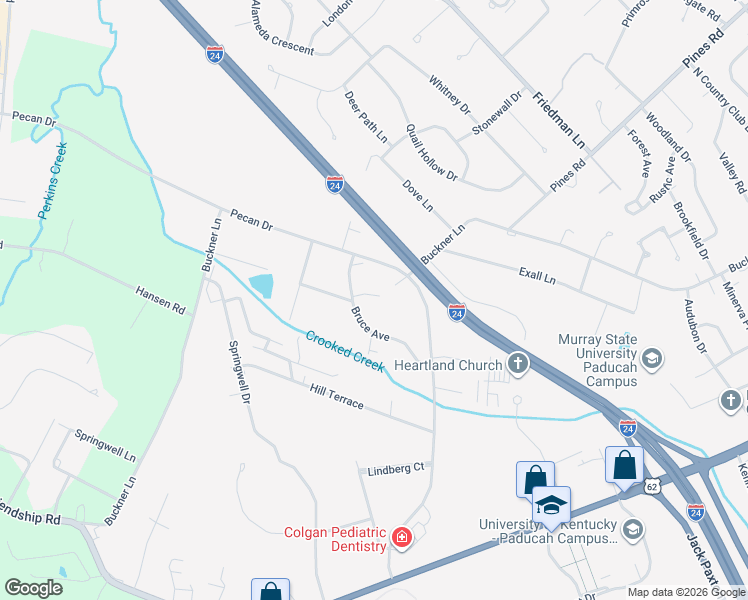 map of restaurants, bars, coffee shops, grocery stores, and more near 200 Bruce Avenue in Paducah