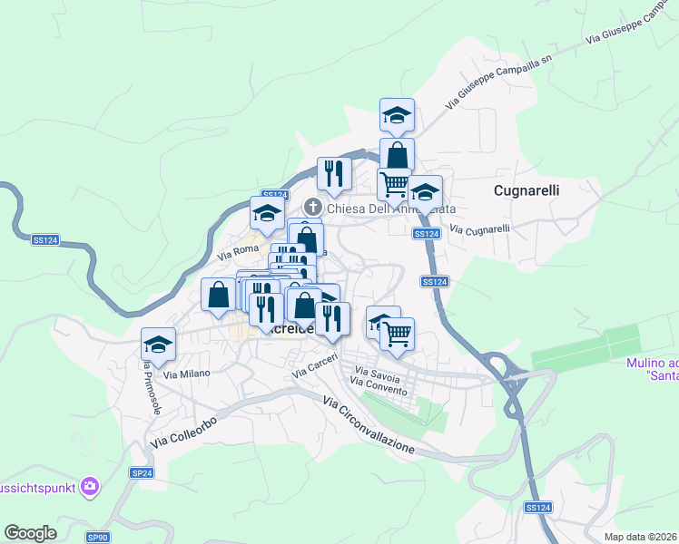 map of restaurants, bars, coffee shops, grocery stores, and more near 22 Via Sant'Antonio in Palazzolo Acreide