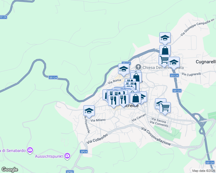 map of restaurants, bars, coffee shops, grocery stores, and more near 29 Via Scalilli in Palazzolo Acreide