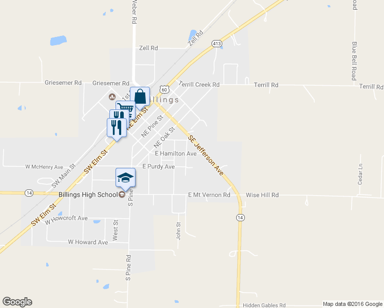 map of restaurants, bars, coffee shops, grocery stores, and more near 522 East Hamilton Avenue in Billings