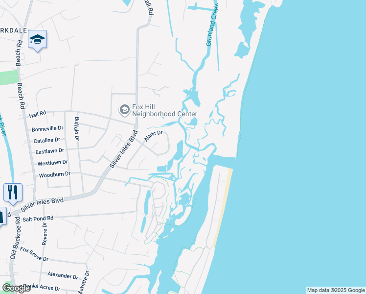 map of restaurants, bars, coffee shops, grocery stores, and more near 167 Alaric Drive in Hampton