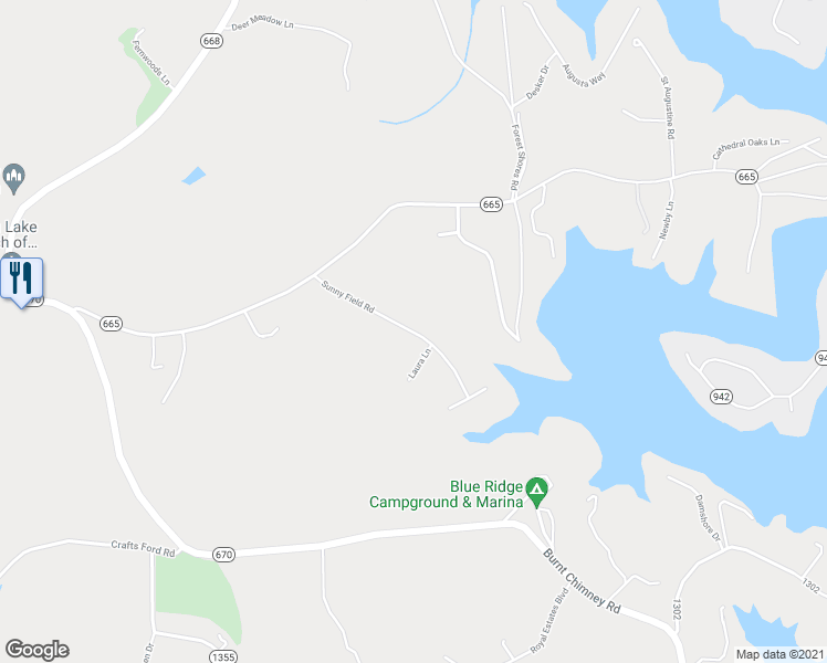 map of restaurants, bars, coffee shops, grocery stores, and more near 239 Sunny Field Road in Wirtz