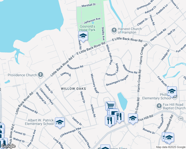 map of restaurants, bars, coffee shops, grocery stores, and more near 1 Cushing Post in Hampton