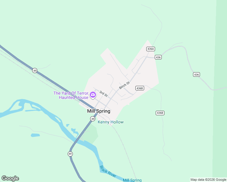 map of restaurants, bars, coffee shops, grocery stores, and more near 3rd Street in Mill Spring