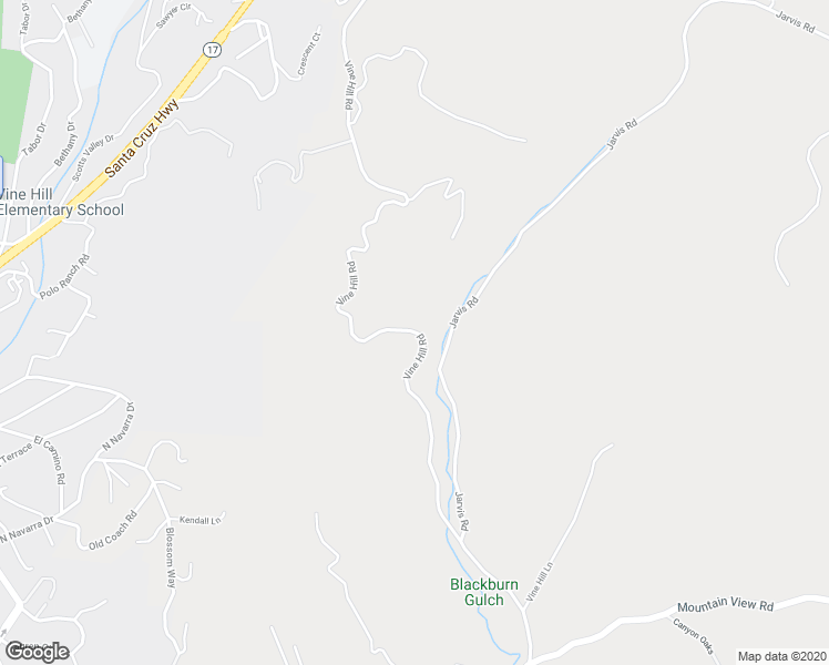 map of restaurants, bars, coffee shops, grocery stores, and more near 1015 Vine Hill Road in Santa Cruz