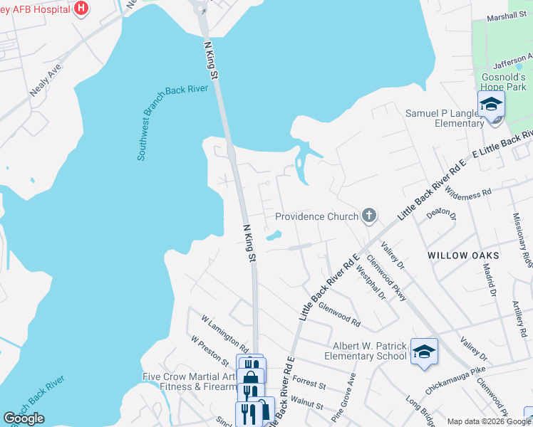 map of restaurants, bars, coffee shops, grocery stores, and more near 1821 Olde Buckingham Road in Hampton