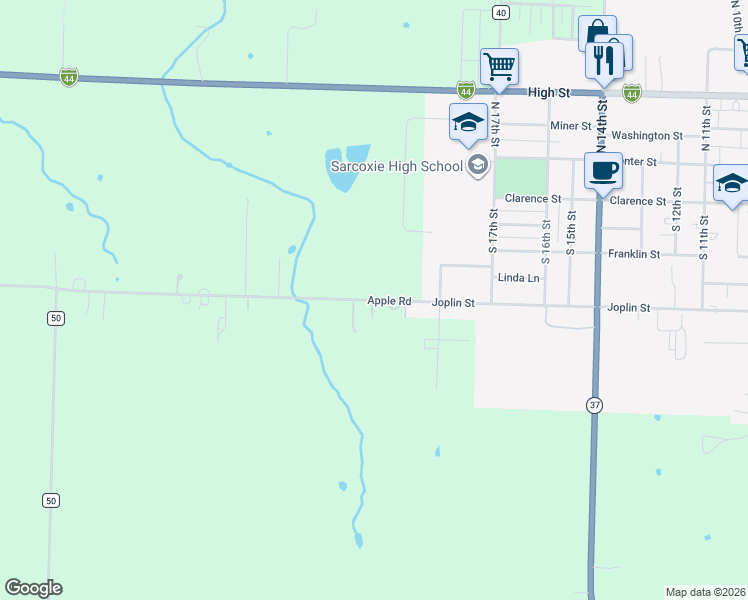 map of restaurants, bars, coffee shops, grocery stores, and more near 4966 Apple Rd in Sarcoxie