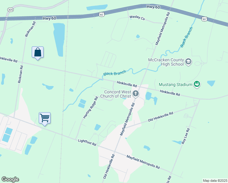map of restaurants, bars, coffee shops, grocery stores, and more near 101 Jan-Lyn Drive in West Paducah