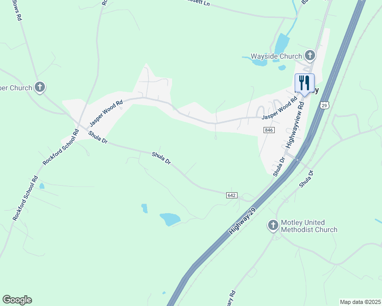 map of restaurants, bars, coffee shops, grocery stores, and more near 5220 Shula Drive in Hurt