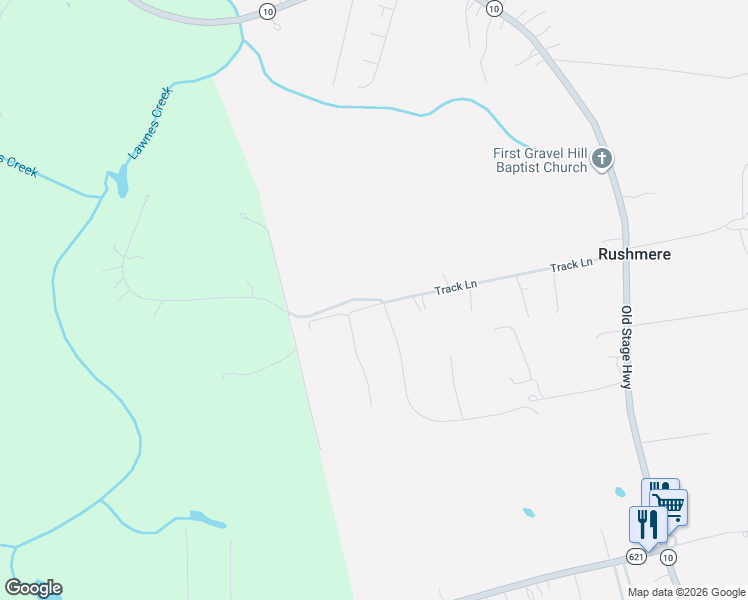 map of restaurants, bars, coffee shops, grocery stores, and more near Green Crossing Lane in Smithfield