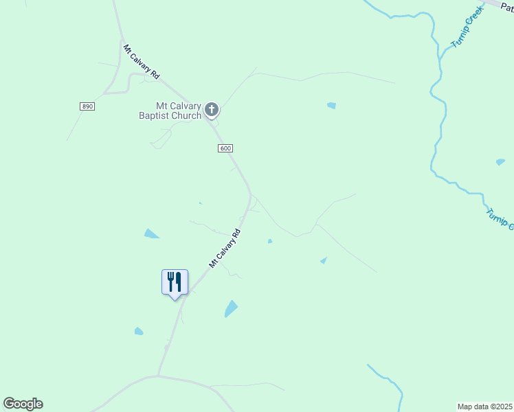 map of restaurants, bars, coffee shops, grocery stores, and more near 1130 Mount Calvary Road in Brookneal