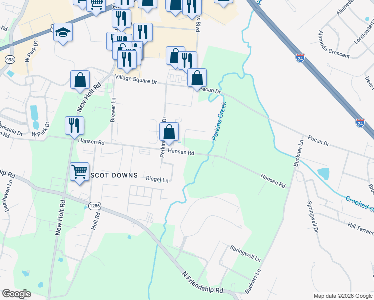 map of restaurants, bars, coffee shops, grocery stores, and more near 4240 Hansen Road in Paducah