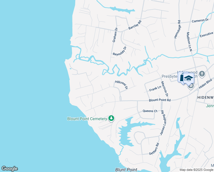 map of restaurants, bars, coffee shops, grocery stores, and more near 16 Beverly Hills Drive in Newport News