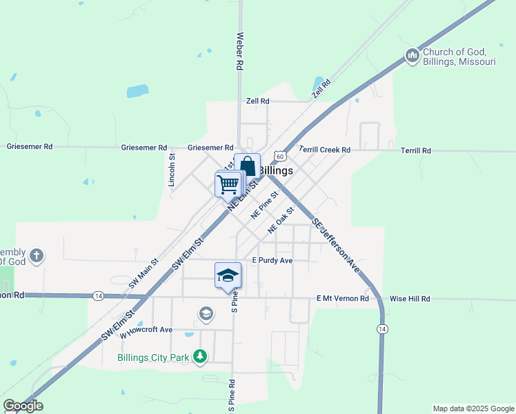map of restaurants, bars, coffee shops, grocery stores, and more near 226 Northeast Pine Street in Billings