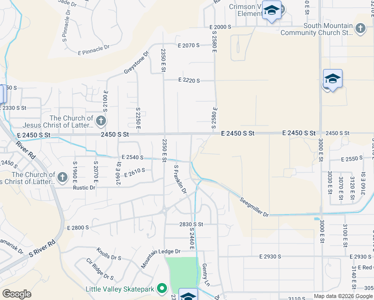 map of restaurants, bars, coffee shops, grocery stores, and more near 2506 South Little Valley Road in St. George