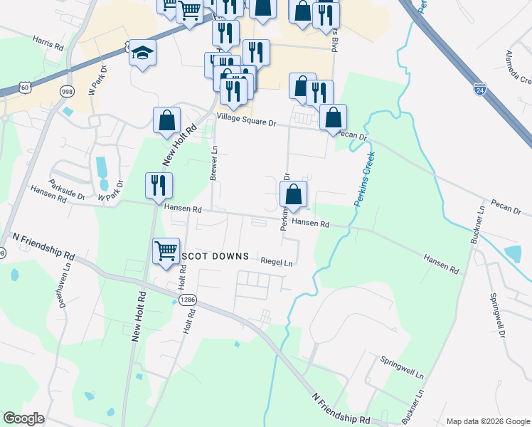 map of restaurants, bars, coffee shops, grocery stores, and more near 2615 Legends Drive in Paducah