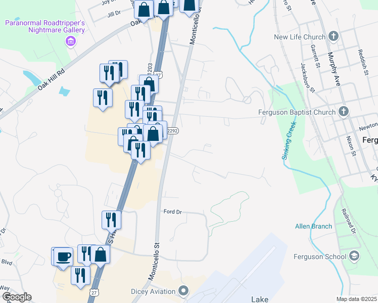 map of restaurants, bars, coffee shops, grocery stores, and more near Somerset Village in Somerset