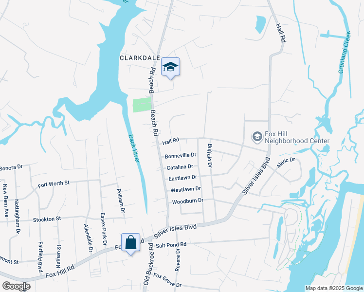 map of restaurants, bars, coffee shops, grocery stores, and more near 4 Krause Court in Hampton