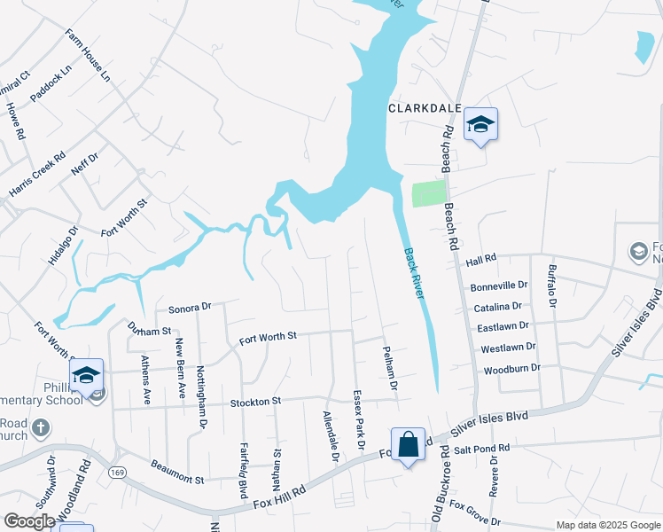 map of restaurants, bars, coffee shops, grocery stores, and more near 950 Allendale Drive in Hampton