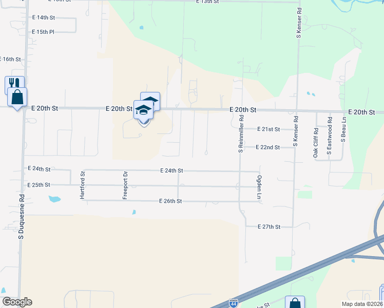 map of restaurants, bars, coffee shops, grocery stores, and more near 2212 Dingle Dr in Joplin
