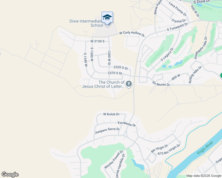 map of restaurants, bars, coffee shops, grocery stores, and more near 2462 South 1170 West in St. George